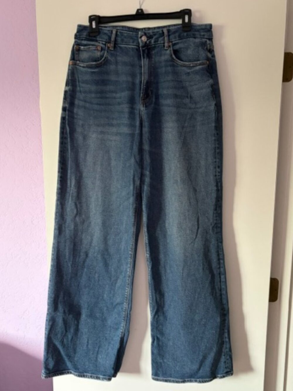 American Eagle Curvey Super High Rise Baggy Wide Leg Jean (12L) Stretch